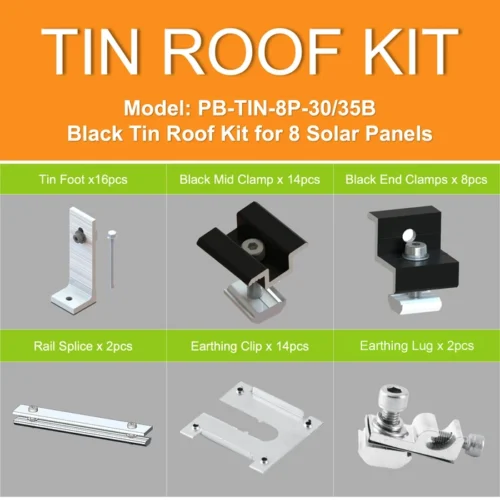 Black Tin Kit 30/35mm for 8 Solar Panels